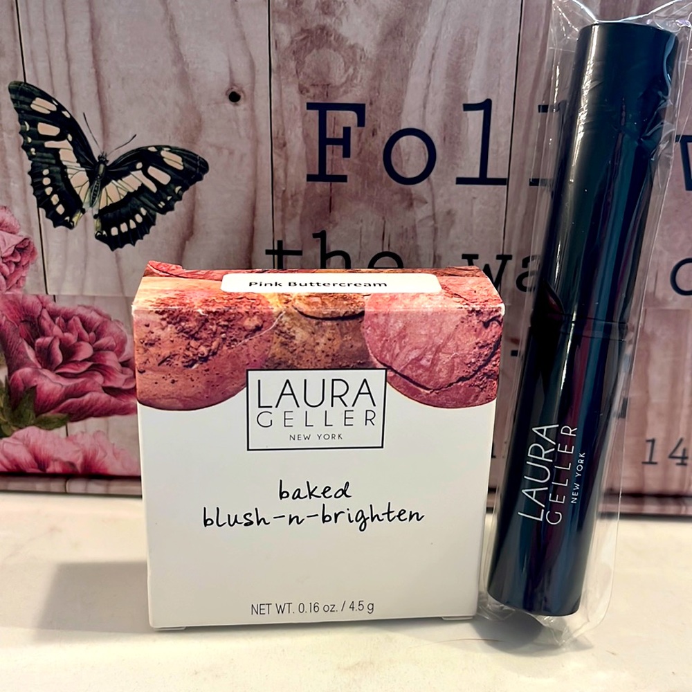 Laura Geller baked blush n brighten 0.16 oz with retractable powder brush